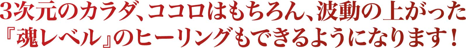 3次元の肉体はもちろん、波動の上った精神性のお悩みにまで対応できます